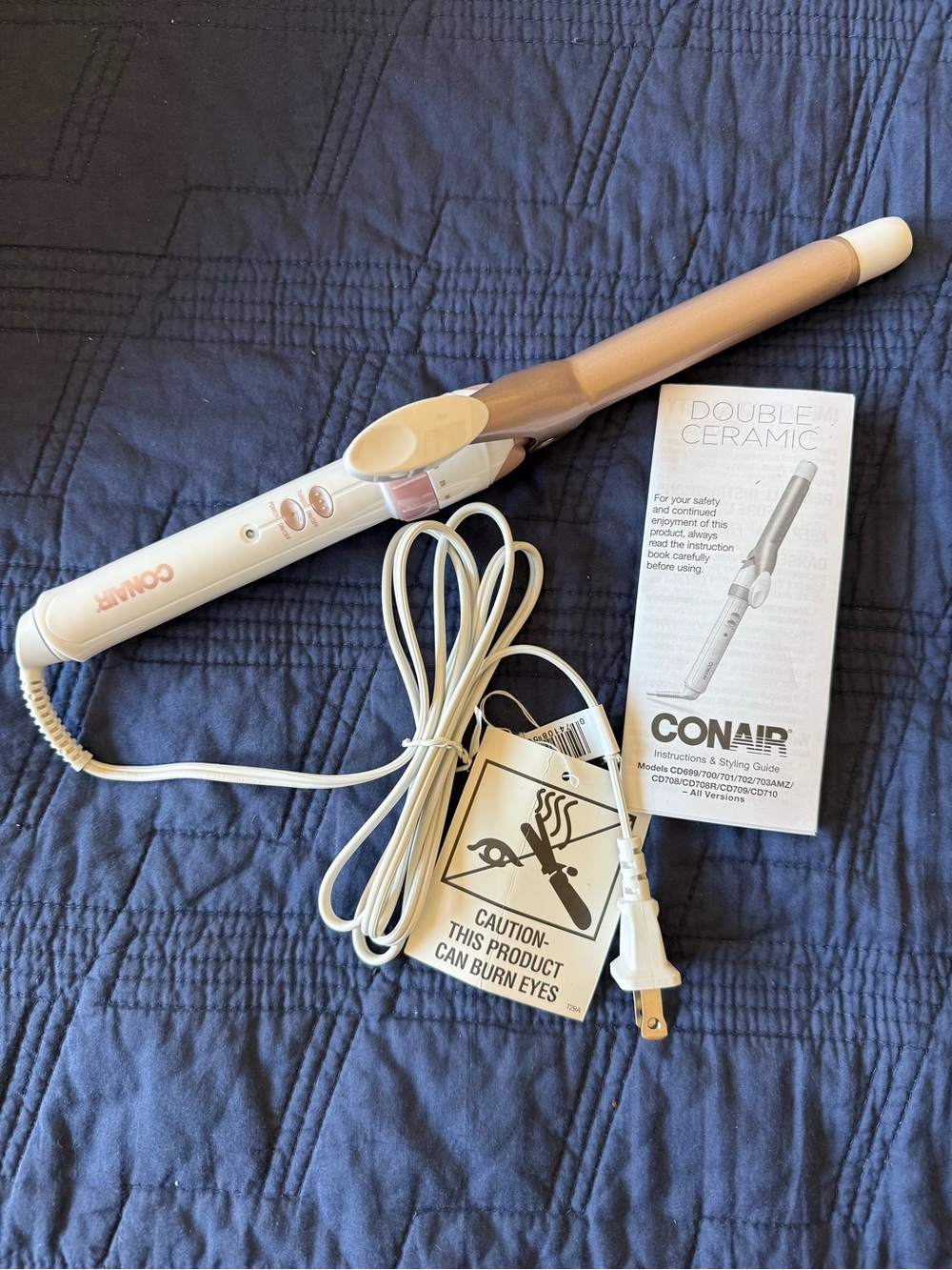 Conair Double Ceramic 3/4 Inch Curling Wand in Rose Gold and White